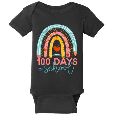 100th Day Of School Teacher 100 Days Smarter Boho Rainbow Baby Bodysuit