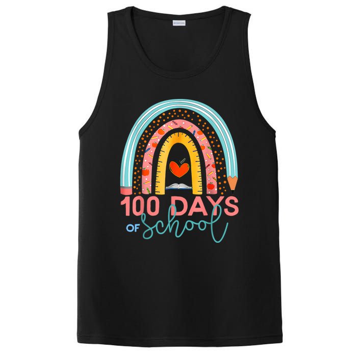 100th Day Of School Teacher 100 Days Smarter Boho Rainbow PosiCharge Competitor Tank