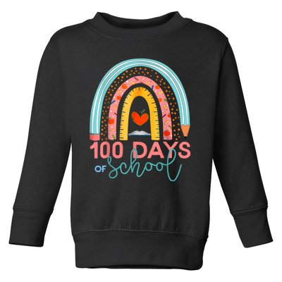 100th Day Of School Teacher 100 Days Smarter Boho Rainbow Toddler Sweatshirt