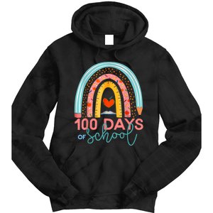 100th Day Of School Teacher 100 Days Smarter Boho Rainbow Tie Dye Hoodie