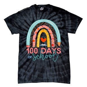 100th Day Of School Teacher 100 Days Smarter Boho Rainbow Tie-Dye T-Shirt