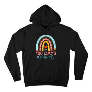 100th Day Of School Teacher 100 Days Smarter Boho Rainbow Tall Hoodie