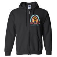 100th Day Of School Teacher 100 Days Smarter Boho Rainbow Full Zip Hoodie