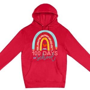 100th Day Of School Teacher 100 Days Smarter Boho Rainbow Premium Pullover Hoodie