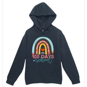 100th Day Of School Teacher 100 Days Smarter Boho Rainbow Urban Pullover Hoodie