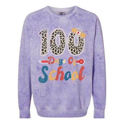 100 Days Of School Nurse Teacher Student 100th Day Of School Cool Gift Colorblast Crewneck Sweatshirt