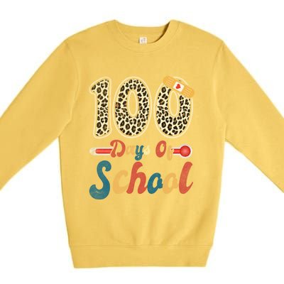 100 Days Of School Nurse Teacher Student 100th Day Of School Cool Gift Premium Crewneck Sweatshirt