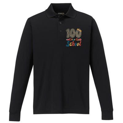 100 Days Of School Nurse Teacher Student 100th Day Of School Cool Gift Performance Long Sleeve Polo