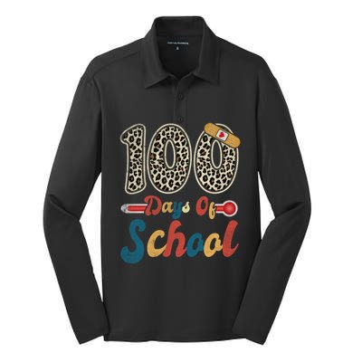 100 Days Of School Nurse Teacher Student 100th Day Of School Cool Gift Silk Touch Performance Long Sleeve Polo