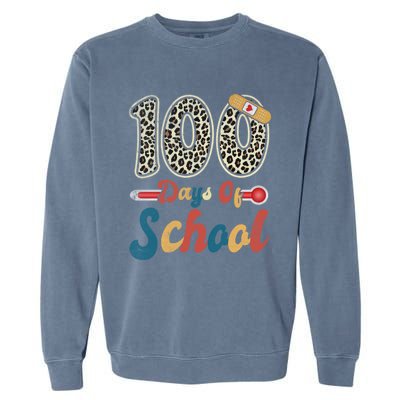 100 Days Of School Nurse Teacher Student 100th Day Of School Cool Gift Garment-Dyed Sweatshirt