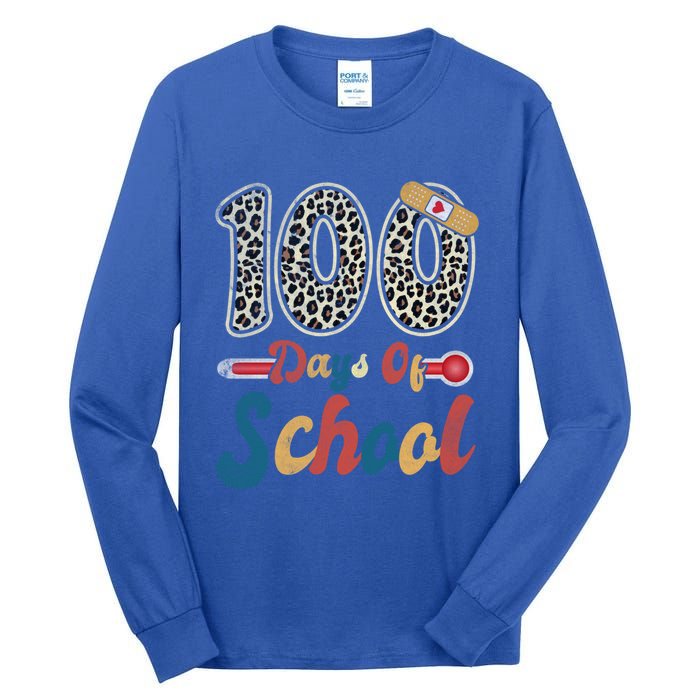 100 Days Of School Nurse Teacher Student 100th Day Of School Cool Gift Tall Long Sleeve T-Shirt