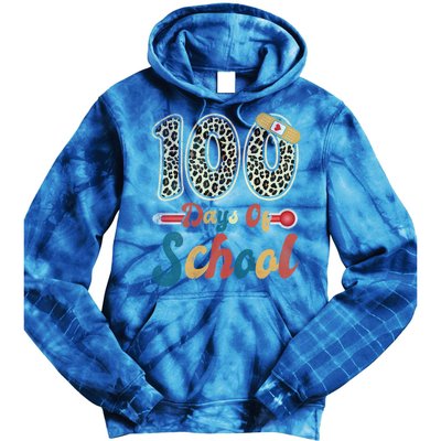 100 Days Of School Nurse Teacher Student 100th Day Of School Cool Gift Tie Dye Hoodie