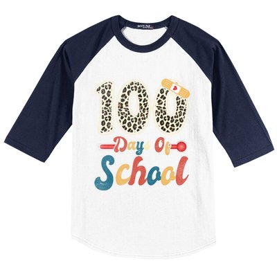 100 Days Of School Nurse Teacher Student 100th Day Of School Cool Gift Baseball Sleeve Shirt