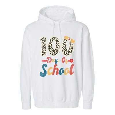 100 Days Of School Nurse Teacher Student 100th Day Of School Cool Gift Garment-Dyed Fleece Hoodie