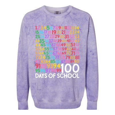 100th Day Of School Teacher 100 Days Math Numbers Colorblast Crewneck Sweatshirt