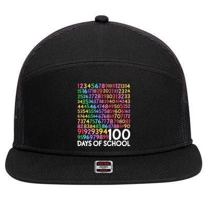 100th Day Of School Teacher 100 Days Math Numbers 7 Panel Mesh Trucker Snapback Hat