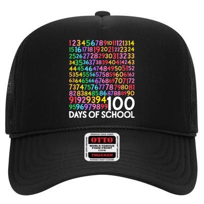 100th Day Of School Teacher 100 Days Math Numbers High Crown Mesh Back Trucker Hat