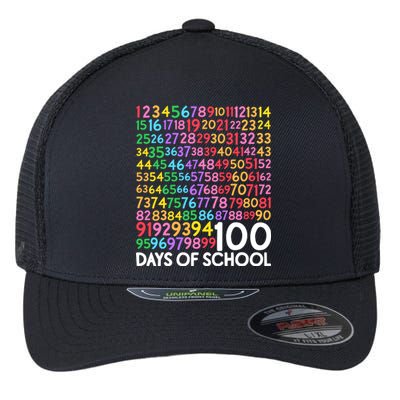 100th Day Of School Teacher 100 Days Math Numbers Flexfit Unipanel Trucker Cap