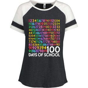 100th Day Of School Teacher 100 Days Math Numbers Enza Ladies Jersey Colorblock Tee