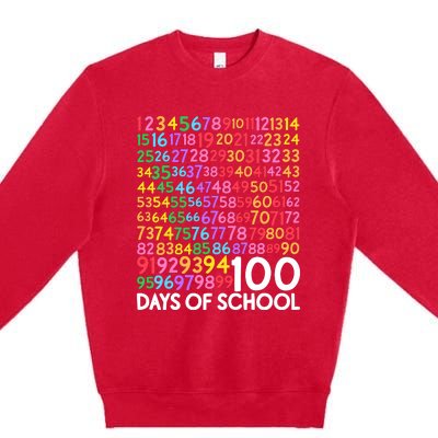 100th Day Of School Teacher 100 Days Math Numbers Premium Crewneck Sweatshirt