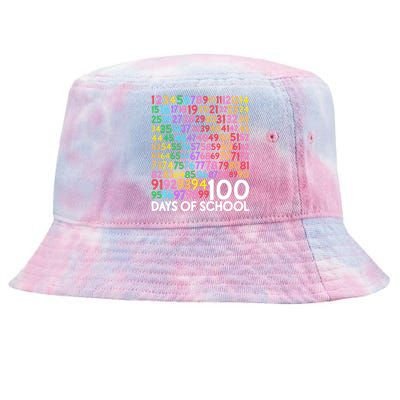 100th Day Of School Teacher 100 Days Math Numbers Tie-Dyed Bucket Hat