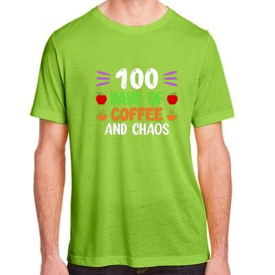 100 Days Of Coffee & Chaos 100th Day School Teacher Gifts Adult ChromaSoft Performance T-Shirt