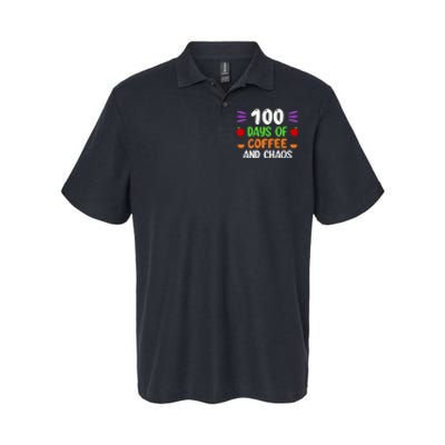 100 Days Of Coffee & Chaos 100th Day School Teacher Gifts Softstyle Adult Sport Polo