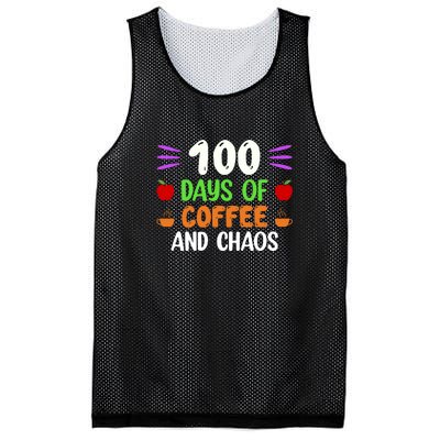 100 Days Of Coffee & Chaos 100th Day School Teacher Gifts Mesh Reversible Basketball Jersey Tank