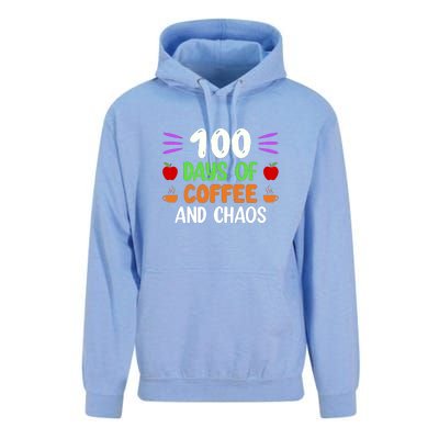 100 Days Of Coffee & Chaos 100th Day School Teacher Gifts Unisex Surf Hoodie