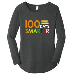 100th Day Of School Teacher 100 Days Smarter Women's Perfect Tri Tunic Long Sleeve Shirt