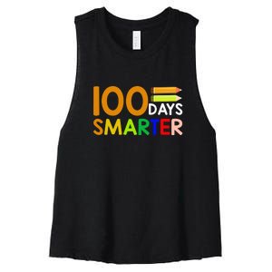 100th Day Of School Teacher 100 Days Smarter Women's Racerback Cropped Tank