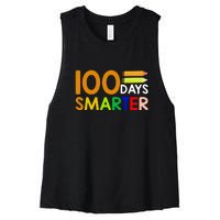 100th Day Of School Teacher 100 Days Smarter Women's Racerback Cropped Tank