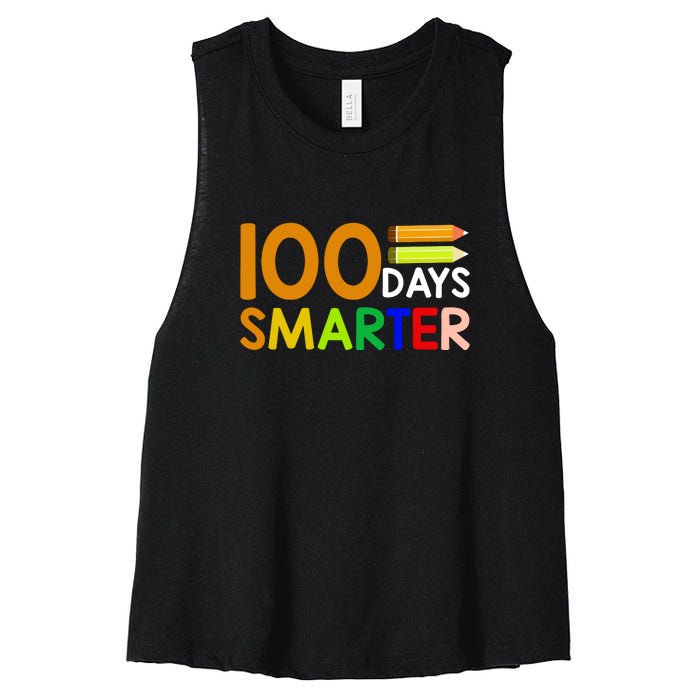 100th Day Of School Teacher 100 Days Smarter Women's Racerback Cropped Tank