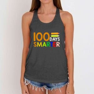 100th Day Of School Teacher 100 Days Smarter Women's Knotted Racerback Tank