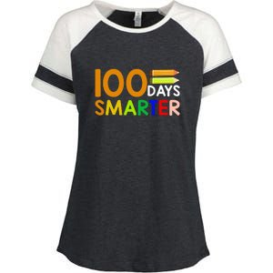 100th Day Of School Teacher 100 Days Smarter Enza Ladies Jersey Colorblock Tee