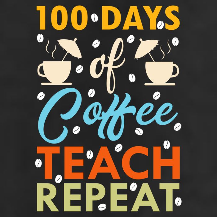 100th Days Of Coffee Teach Repeat Funny 100 Day Teacher Gift 25L Jumbo Tote