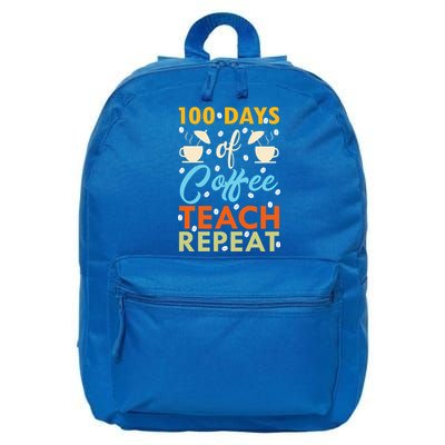 100th Days Of Coffee Teach Repeat Funny 100 Day Teacher Gift 16 in Basic Backpack