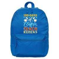100th Days Of Coffee Teach Repeat Funny 100 Day Teacher Gift 16 in Basic Backpack