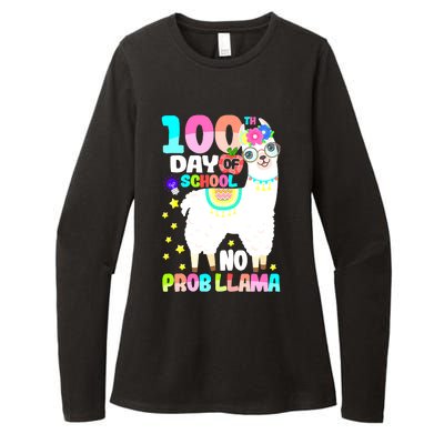 100th Day of School No Probllama Llama 100 Days Smarter  Womens CVC Long Sleeve Shirt