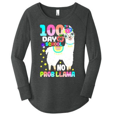 100th Day of School No Probllama Llama 100 Days Smarter  Women's Perfect Tri Tunic Long Sleeve Shirt