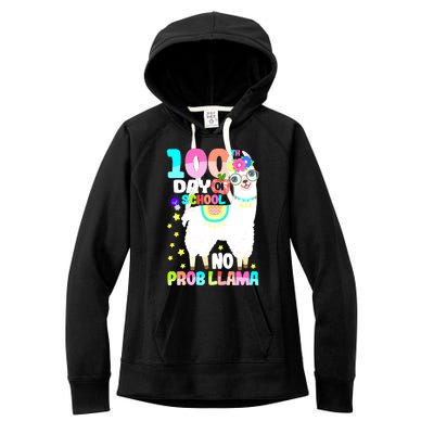 100th Day of School No Probllama Llama 100 Days Smarter  Women's Fleece Hoodie