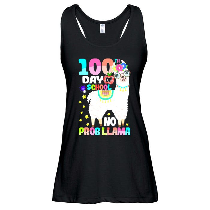 100th Day of School No Probllama Llama 100 Days Smarter  Ladies Essential Flowy Tank