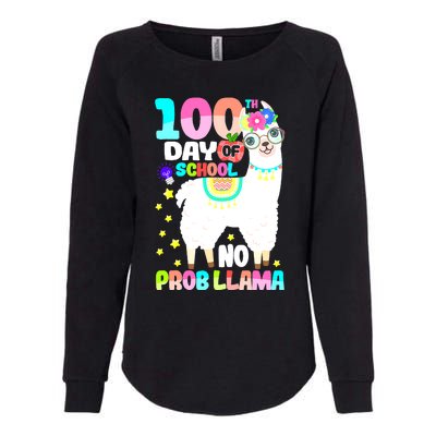 100th Day of School No Probllama Llama 100 Days Smarter  Womens California Wash Sweatshirt