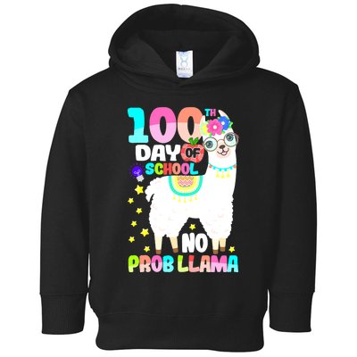 100th Day of School No Probllama Llama 100 Days Smarter  Toddler Hoodie