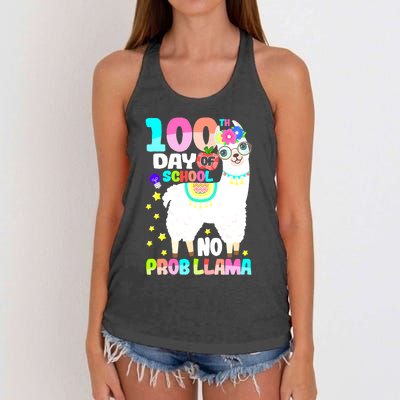 100th Day of School No Probllama Llama 100 Days Smarter  Women's Knotted Racerback Tank