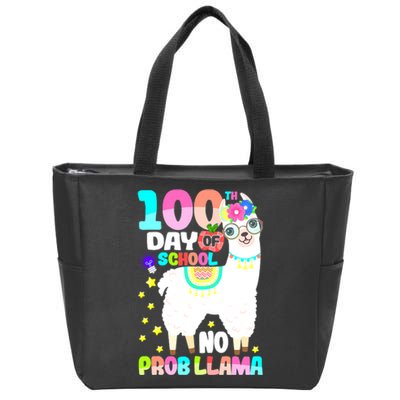 100th Day of School No Probllama Llama 100 Days Smarter  Zip Tote Bag