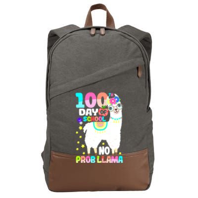 100th Day of School No Probllama Llama 100 Days Smarter  Cotton Canvas Backpack