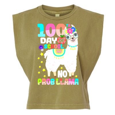 100th Day of School No Probllama Llama 100 Days Smarter  Garment-Dyed Women's Muscle Tee