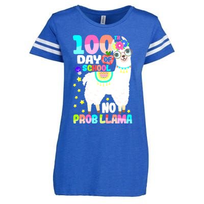 100th Day of School No Probllama Llama 100 Days Smarter  Enza Ladies Jersey Football T-Shirt