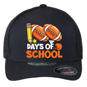 100 Days Of School Football Teacher 100th Day School Cool Gift Flexfit Unipanel Trucker Cap